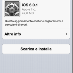 Aggiornamento per iOS con la versione 6.01